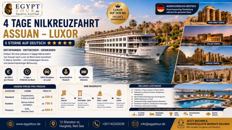 4 Tage Nilkreuzfahrt Assuan–Luxor – 5 Sterne auf Deutsch