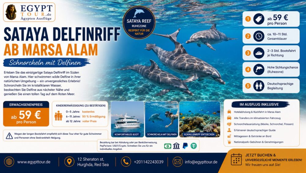 Sataya Delfinriff ab Marsa Alam – Schnorcheln mit Delfinen